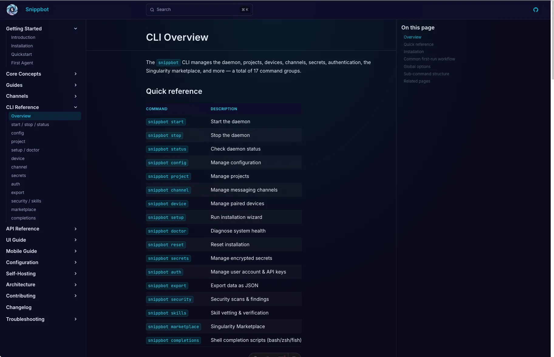 CLI & API — Snippbot UI