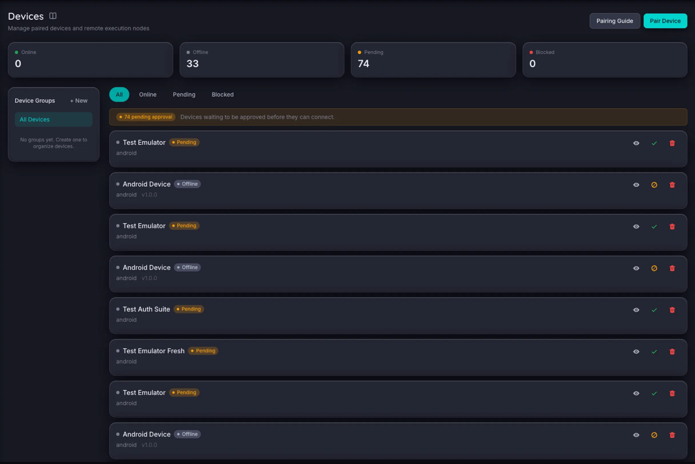 Device Fleet — Snippbot UI