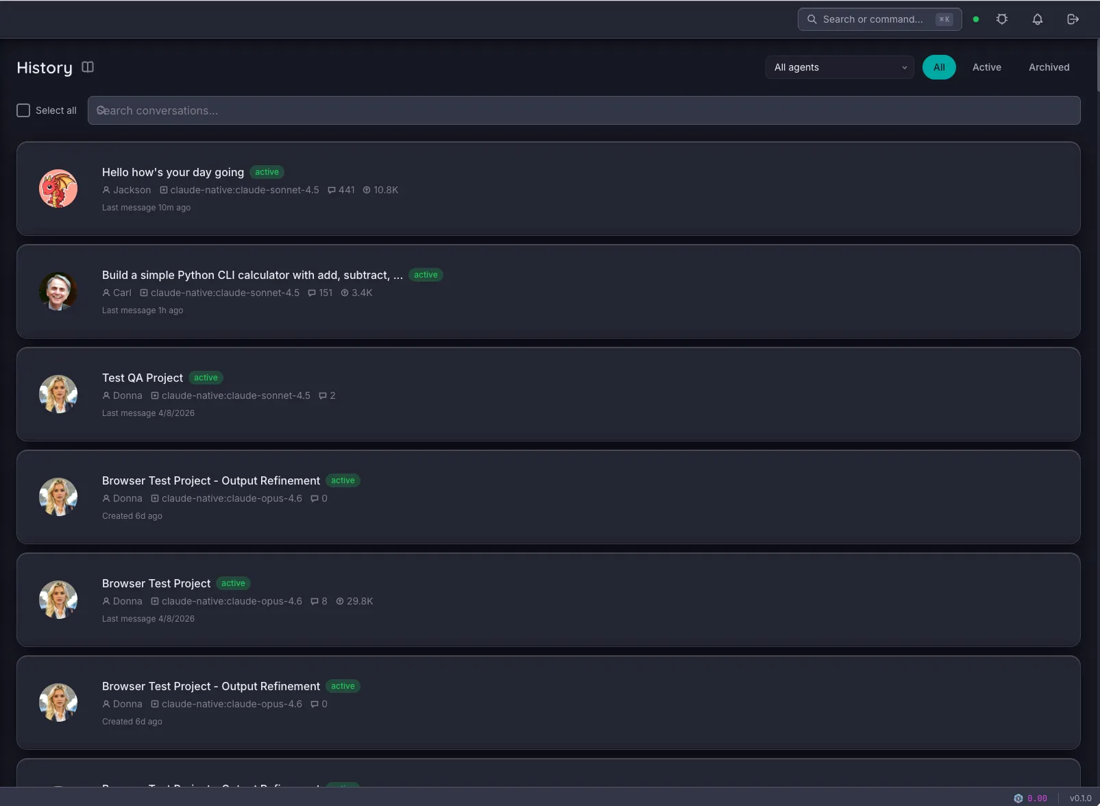 History — Snippbot UI