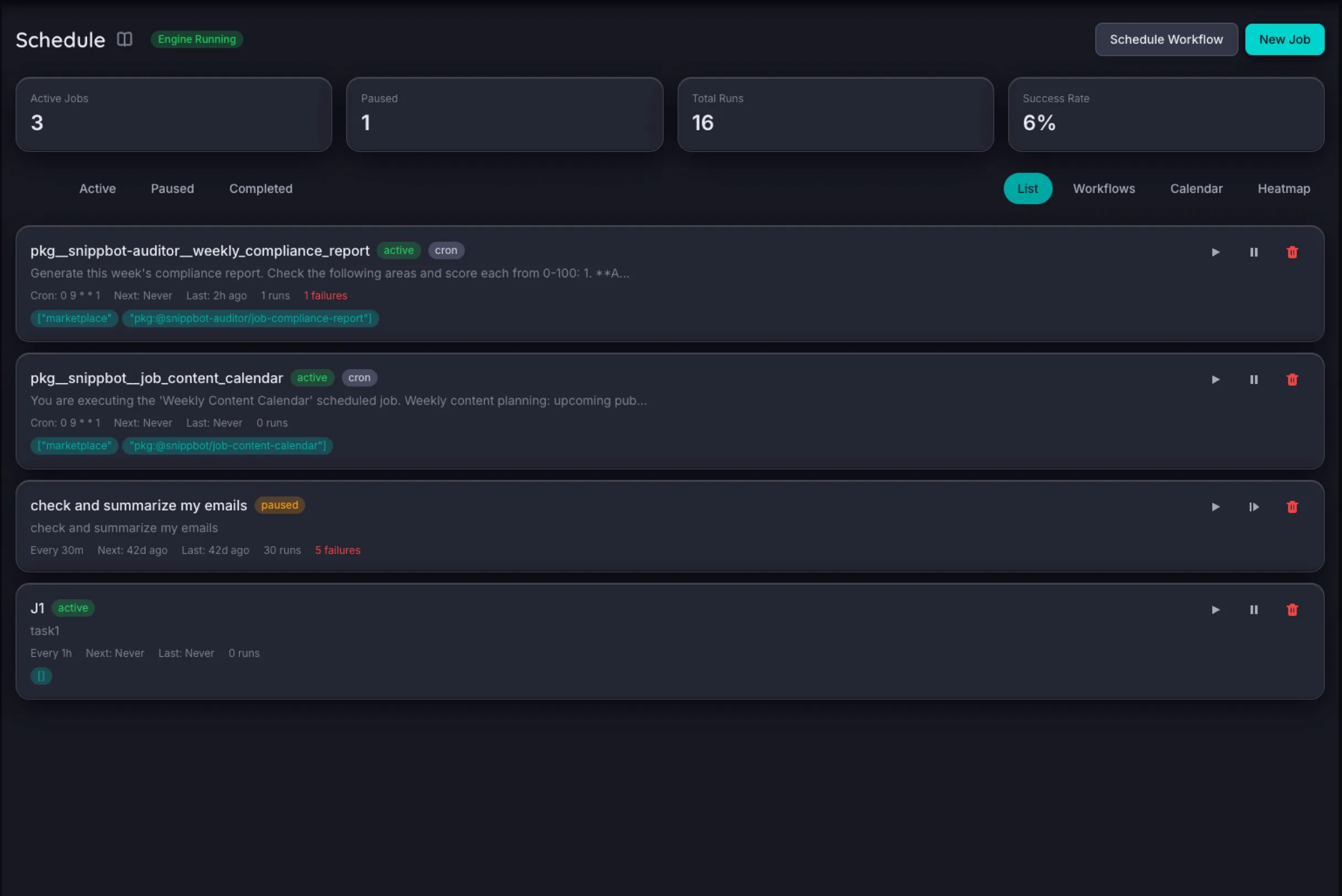 Job Scheduler — Snippbot UI